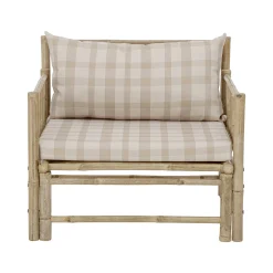 Best Sale Fauteuil Rembourre Korfu Tissu Beige Bois Naturel / Bambou - Unisexe Fauteuils De Jardin