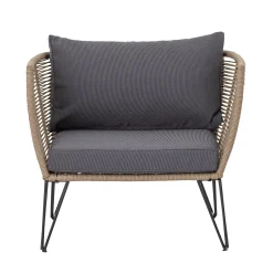 Cheap Fauteuil Rembourre Mundo Tissu Gris Beige / Fils Pvc - Unisexe Fauteuils De Jardin