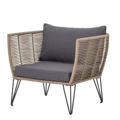 Cheap Fauteuil Rembourre Mundo Tissu Gris Beige / Fils Pvc - Unisexe Fauteuils De Jardin