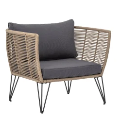 Cheap Fauteuil Rembourre Mundo Tissu Gris Beige / Fils Pvc - Unisexe Fauteuils De Jardin