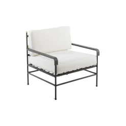Sale Fauteuil Rembourre Toscana Metal Tissu Blanc Gris Noir - Unisexe Fauteuils De Jardin