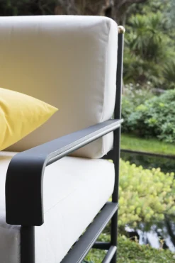 Sale Fauteuil Rembourre Toscana Metal Tissu Blanc Gris Noir - Unisexe Fauteuils De Jardin