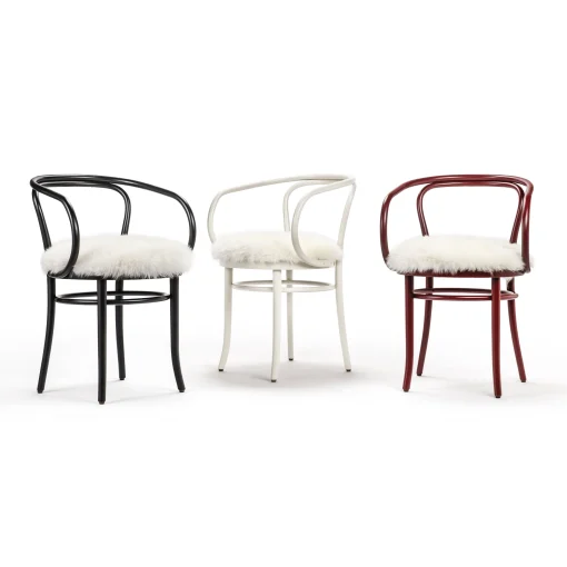 Best Sale Fauteuil Wiener Stuhl Tissu Blanc / Assise Mouton - Reedition 1904 - Unisexe Fauteuils De Bureau