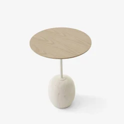 Flash Sale Gueridon Lato Ln8 Pierre Bois Naturel / Marbre & Bois - O 40 X H 50 Cm - Unisexe Tables De Chevet