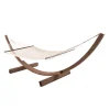New Hamac Avec Support Amanda Tissu Bois Blanc Bois & Tissu Blanc / 2 Places - Coton / Avec Coussin - Unisexe Bains De Soleil Chaises Longues Et Hamacs