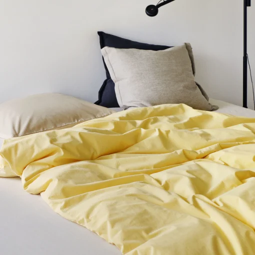 Best Housse De Couette 240 X 220 Cm Duo Tissu Jaune / Coton Oeko-Tex - Unisexe Linge De Lit