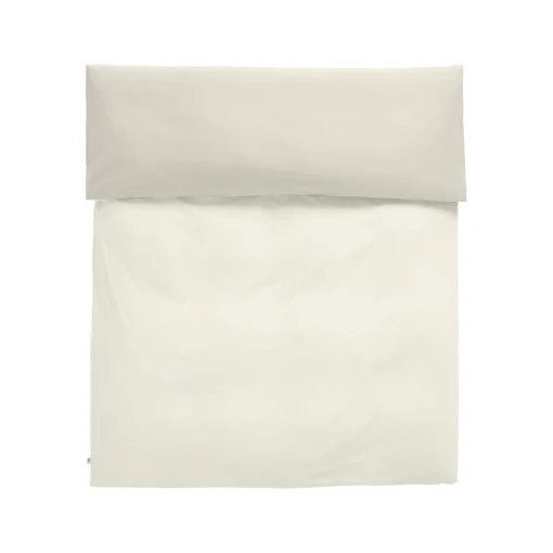 Outlet Housse De Couette 240 X 220 Cm Duo Tissu Blanc Beige / Coton Oeko-Tex - Unisexe Linge De Lit