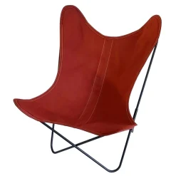 Best Sale Housse  Tissu Rouge Orange Coton Outdoor / Pour Fauteuil Aa Butterfly - Unisexe Fauteuils De Jardin