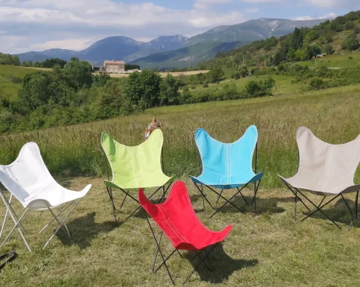 Best Sale Housse  Tissu Rouge Orange Coton Outdoor / Pour Fauteuil Aa Butterfly - Unisexe Fauteuils De Jardin