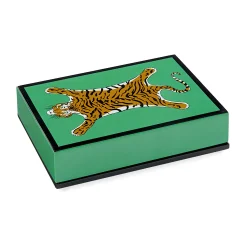 Store Jeu De Cartes Tiger Lacquer Bois / 2 Jeux De Cartes Dans Coffret Bois Laque - Unisexe Jeux Et Loisirs