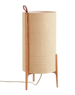Outlet Lampe A Poser Greta Tissu Beige Bois Naturel / O 40 X H 90 Cm - Unisexe Lampes De Sol