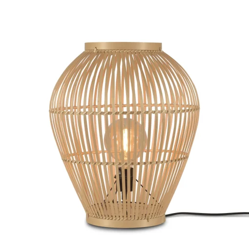 Flash Sale Lampe A Poser Tuvalu Small Fibre Vegetale Beige Bois / Bambou - H 50 Cm - Unisexe Lampes De Sol