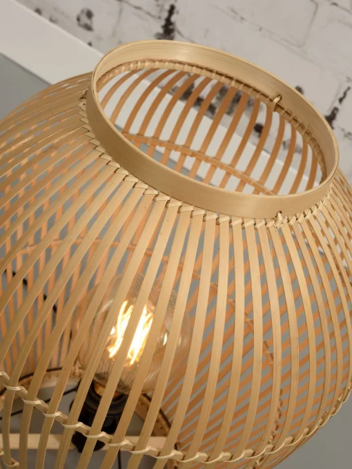 Flash Sale Lampe A Poser Tuvalu Small Fibre Vegetale Beige Bois / Bambou - H 50 Cm - Unisexe Lampes De Sol