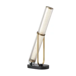 Discount Lampe De Table Frechin Led Verre Blanc / H 65 Cm - Marbre - Unisexe Lampes De Sol