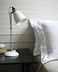 Store Lampe De Table Hector Dome Metal Ceramique Blanc / H 46 Cm - Porcelaine Lisse - Unisexe Lampes De Bureau