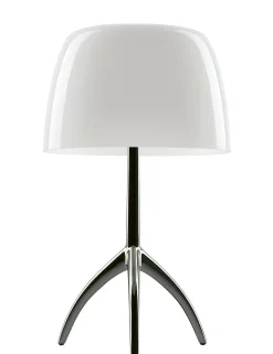 Best Lampe De Table Lumiere Piccola Metal Verre Blanc Noir / Variateur - H 35 Cm - Unisexe Lampes De Bureau