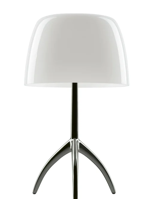 Best Lampe De Table Lumiere Piccola Metal Verre Blanc Noir / Variateur - H 35 Cm - Unisexe Lampes De Bureau