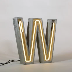 Hot Lampe De Table Neon Alphacrete Pierre Blanc Gris / - Interieur / Exterieur - Unisexe Lampes De Sol