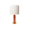 Outlet Lampe De Table Petra Tissu Bois Rouge Marron / O 35 X H 73 Cm - Unisexe Lampes De Sol