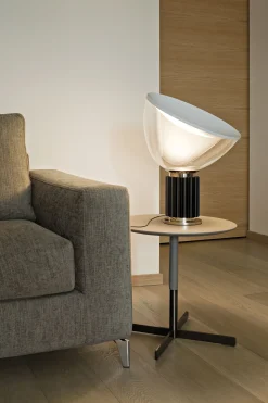 Best Sale Lampe De Table Taccia Led Small (1962) Metal Verre Noir Transparent /  H 48 Cm - Unisexe Lampes De Bureau