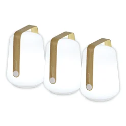 New Lampe Exterieur Sans Fil Rechargeable Balad Bamboo Plastique Bois Naturel Plastique & Bois / H 12 Cm - Set De 3 - Unisexe Luminaires D'extérieur