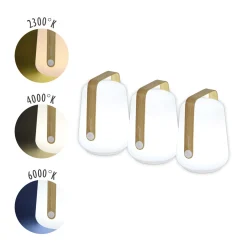 New Lampe Exterieur Sans Fil Rechargeable Balad Bamboo Plastique Bois Naturel Plastique & Bois / H 12 Cm - Set De 3 - Unisexe Luminaires D'extérieur