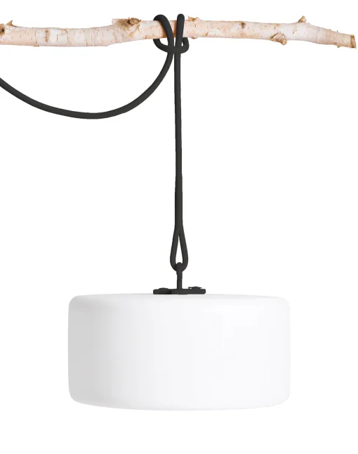 Cheap Lampe Exterieur Sans Fil Rechargeable Thierry Le Swinger Led Plastique Blanc Gris Plastique/ Inclus : Cable De Suspension + Pied A Planter En Bois - Unisexe Luminaires D'extérieur