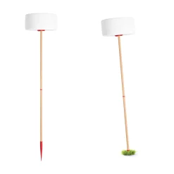 Cheap Lampe Exterieur Sans Fil Rechargeable Thierry Le Swinger Led Plastique Blanc Gris Plastique/ Inclus : Cable De Suspension + Pied A Planter En Bois - Unisexe Luminaires D'extérieur