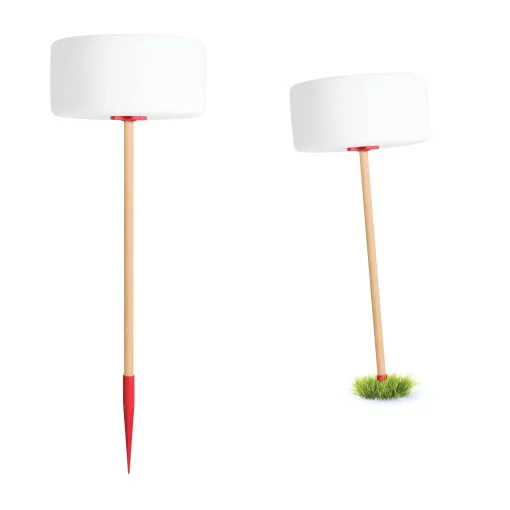 Cheap Lampe Exterieur Sans Fil Rechargeable Thierry Le Swinger Led Plastique Blanc Gris Plastique/ Inclus : Cable De Suspension + Pied A Planter En Bois - Unisexe Luminaires D'extérieur