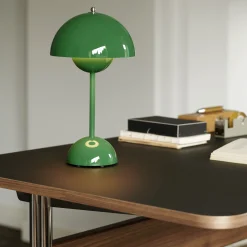 Online Lampe Sans Fil Rechargeable Flowerpot Vp9 Plastique Vert / O 16 X H 29 Cm - Verner Panton, 1968 - Unisexe Lampes Sans Fil