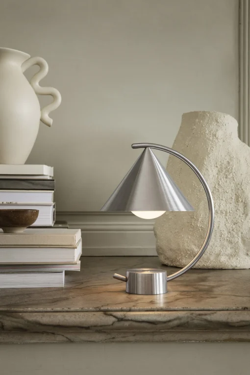 Cheap Lampe Sans Fil Rechargeable Meridian Gris Argent Metal / Metal - H 26 Cm - Unisexe Lampes De Bureau