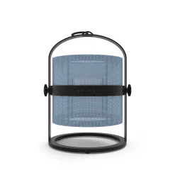 New Lampe Solaire D'extérieur La Lampe Petite Led Metal Tissu Bleu Noir Tissu Bleu Royal / Hybride & Connectee - Structure Charbon - Unisexe Led
