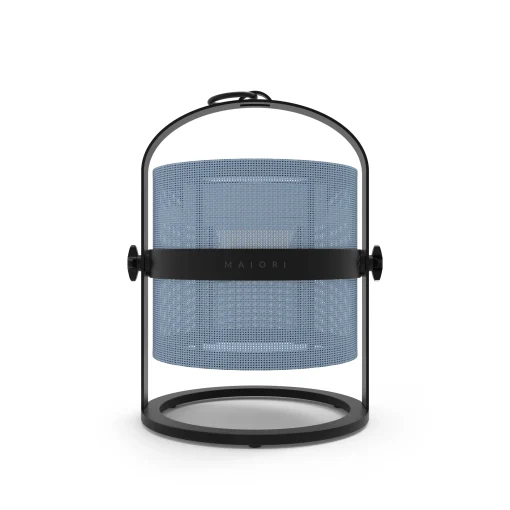 New Lampe Solaire D'extérieur La Lampe Petite Led Metal Tissu Bleu Noir Tissu Bleu Royal / Hybride & Connectee - Structure Charbon - Unisexe Led
