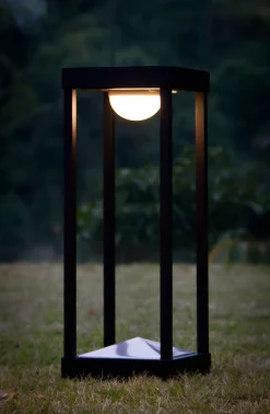 Hot Lampe Solaire D'extérieur La Lampe Parc M Metal Verre Noir Led / Hybride & Connectee - Dock Usb - H 40 Cm - Unisexe Lampes Sans Fil