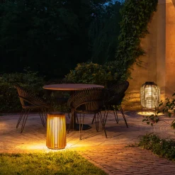 Best Sale Lampe Solaire D'extérieur Maya Large Bois Naturel / O 28 X H 48 Cm - Teck Recycle - Unisexe Luminaires D'extérieur