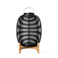 Cheap Lampe Solaire D'extérieur Tika Large Plastique Fibre Vegetale Noir / Lanterne Led - H 69 Cm - Unisexe Lampes De Sol