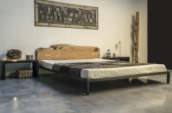 New Lit Double Old Times Metal Bois Naturel / 162 X 210 Cm - Unisexe Lits