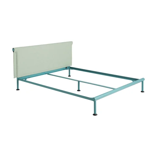 Flash Sale Lit Double Tamoto Metal Tissu Bleu / Pour Matelas 160 X 200 Cm - Unisexe Lits