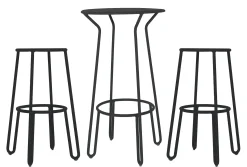 Best Sale Mange-Debout Huggy Metal Noir / + 2 Tabourets De Bar H 75 Cm - Unisexe Mange Debout Et Bars