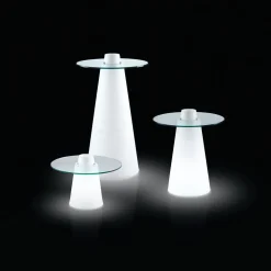 Best Sale Mange-Debout Lumineux Peak Verre Plastique Blanc / O 70 X H 120 Cm - Unisexe Tables Hautes Et Bars D'extérieur