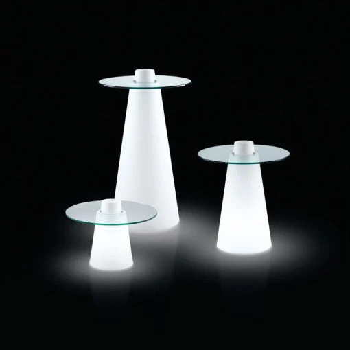 Best Sale Mange-Debout Lumineux Peak Verre Plastique Blanc / O 70 X H 120 Cm - Unisexe Tables Hautes Et Bars D'extérieur