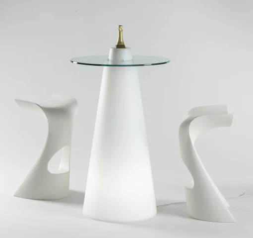 Best Sale Mange-Debout Lumineux Peak Verre Plastique Blanc / O 70 X H 120 Cm - Unisexe Tables Hautes Et Bars D'extérieur