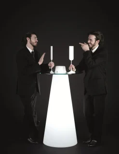 Best Sale Mange-Debout Lumineux Peak Verre Plastique Blanc / O 70 X H 120 Cm - Unisexe Tables Hautes Et Bars D'extérieur