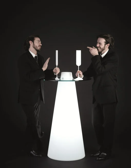 Best Sale Mange-Debout Lumineux Peak Verre Plastique Blanc / O 70 X H 120 Cm - Unisexe Tables Hautes Et Bars D'extérieur