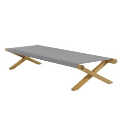 Outlet Meridienne Pliable Elit Bois Gris Bois & Tissu Gris / Lit De Jour - Unisexe Bains De Soleil Chaises Longues Et Hamacs