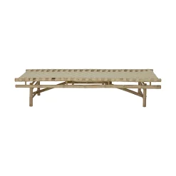 Best Meridienne Vida Tissu Beige Bois Naturel / 190 X 70 Cm - Bambou - Unisexe Bains De Soleil Chaises Longues Et Hamacs