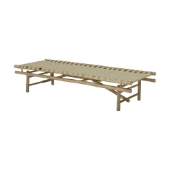 Best Meridienne Vida Tissu Beige Bois Naturel / 190 X 70 Cm - Bambou - Unisexe Bains De Soleil Chaises Longues Et Hamacs