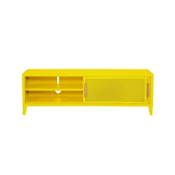 Cheap Meuble Tv B2 Bas Perfore Metal Jaune / L 120 X H 51 Cm - Poignees Chene - Unisexe Commodes Buffets Armoires