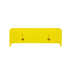 Cheap Meuble Tv B2 Bas Perfore Metal Jaune / L 120 X H 51 Cm - Poignees Chene - Unisexe Commodes Buffets Armoires