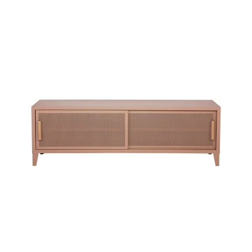 Clearance Meuble Tv B2 Bas Perfore Metal Rose / L 120 X H 51 Cm - Poignees Chene - Unisexe Commodes Buffets Armoires